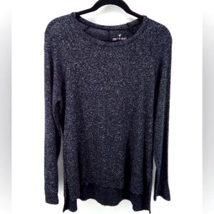 AEO Soft & Sexy Plush Dark Gray Exposed Hi-Low Hem Viscose Blend LS Top S